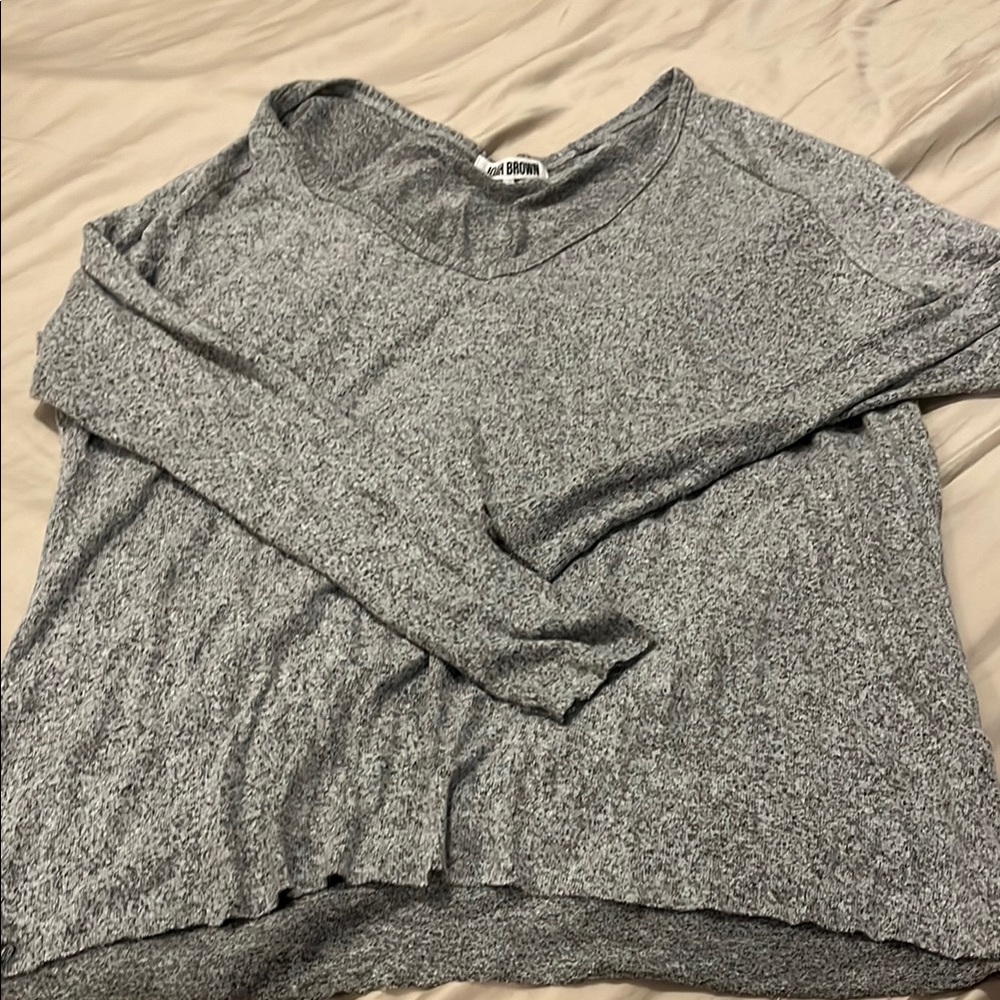 Joah Brown Heather Gray Long Sleeve Knit Top
